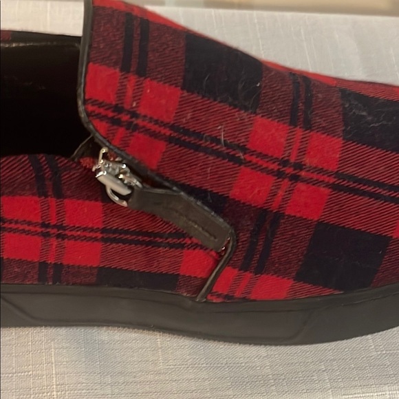 Volatile Red and Black Plaid Ankle Booties - Picture 5 of 12